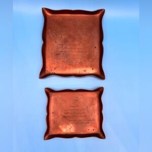 Copper Decorative Square Trays - Set of 2